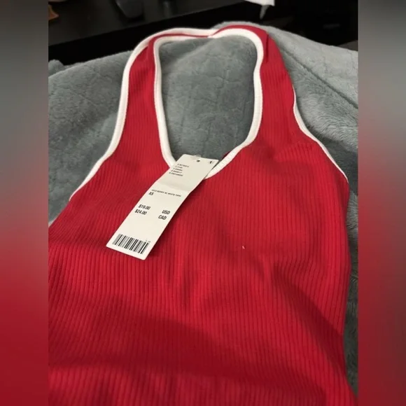 Urban Outfitters Red White BDG Joanna River Knit Crop Halter Top - Picture 5 of 5